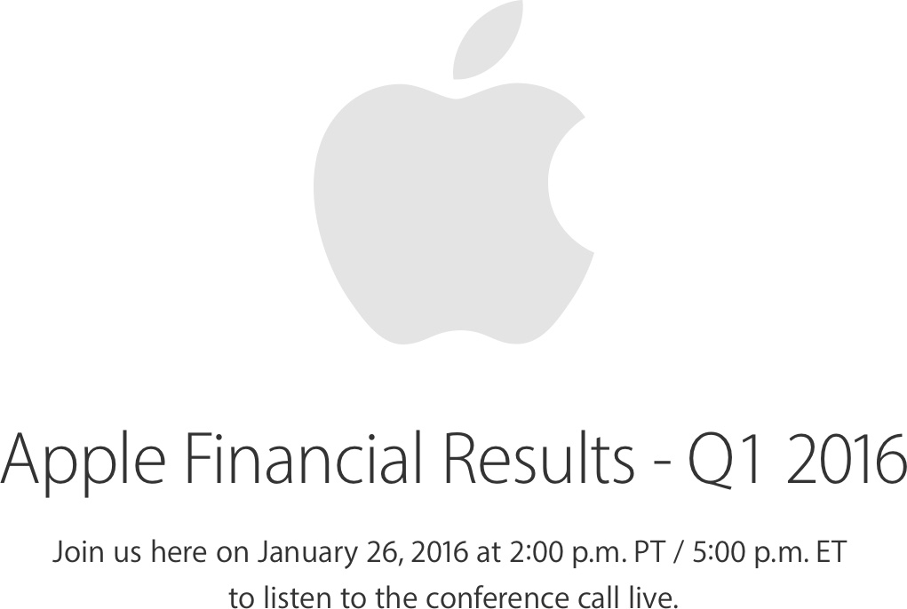 Apple financial results - FQ1 2016