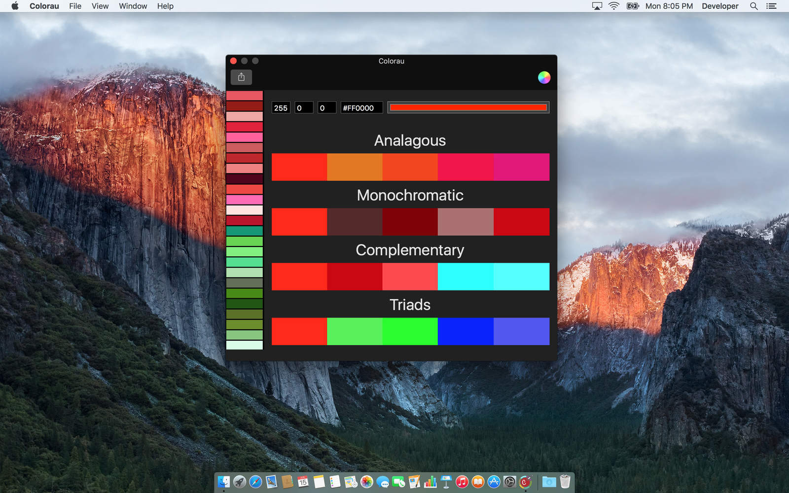 For developers: Colorau allows you to create color palettes and export them to code