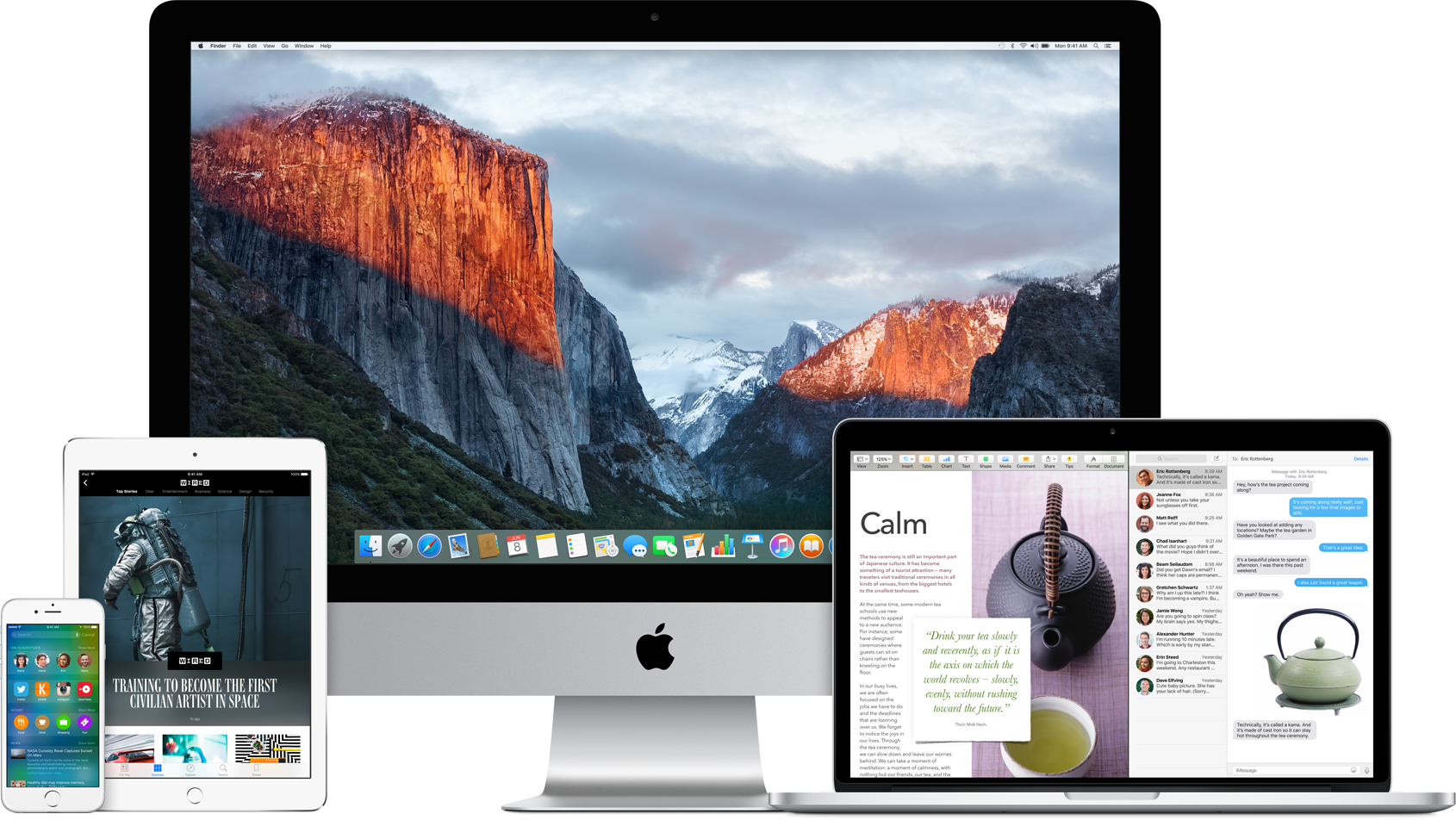 OS X 10.11 El Capitan and iOS 9 will work on all Macs and iGadgets with OS X 10.10 Yosemite and iOS 8