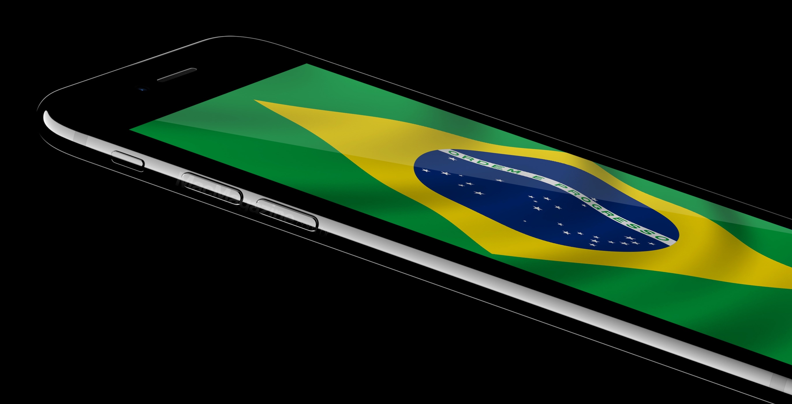 iPhone 7 jet black with the Brazilian flag (by )