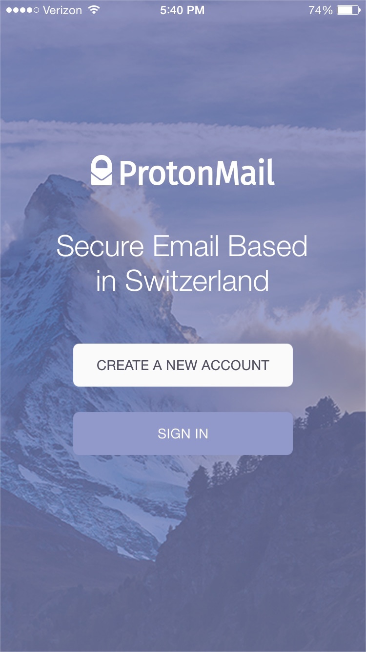 Screenshot do app ProtonMail - Encrypted Email