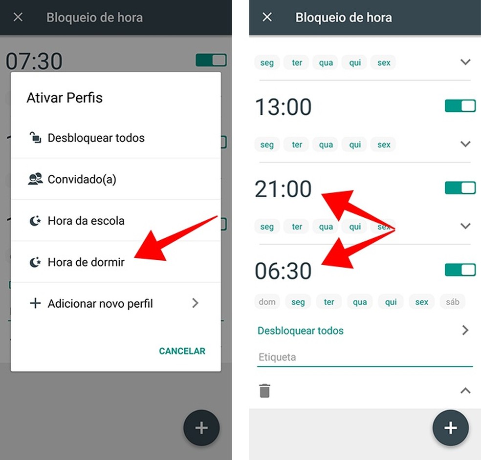 Activate other lock profiles and set the times Photo: Reproduo / Paulo Alves