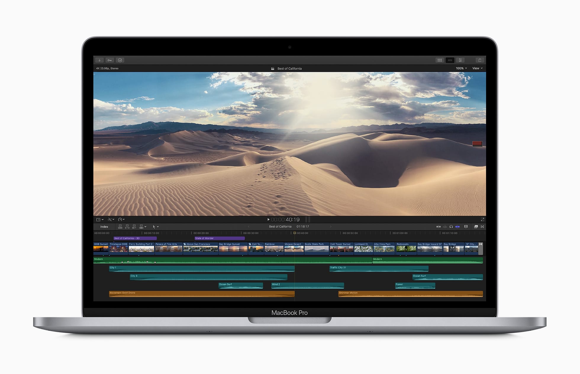Novo MacBook Pro de 13 polegadas rodando o Final Cut Pro