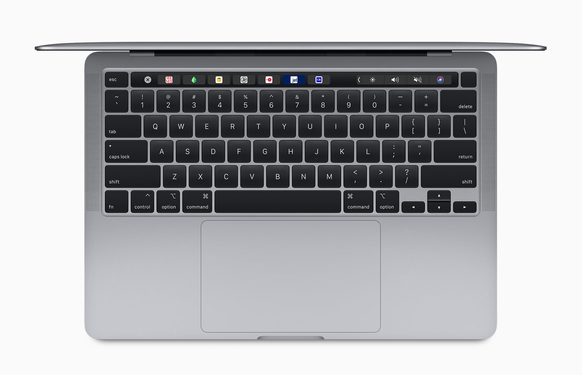 Magic Keyboard of the new 13-inch MacBook Pro viewed from above