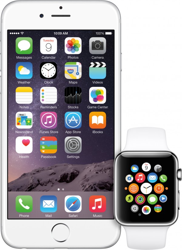 Apple Watch next to an iPhone 6