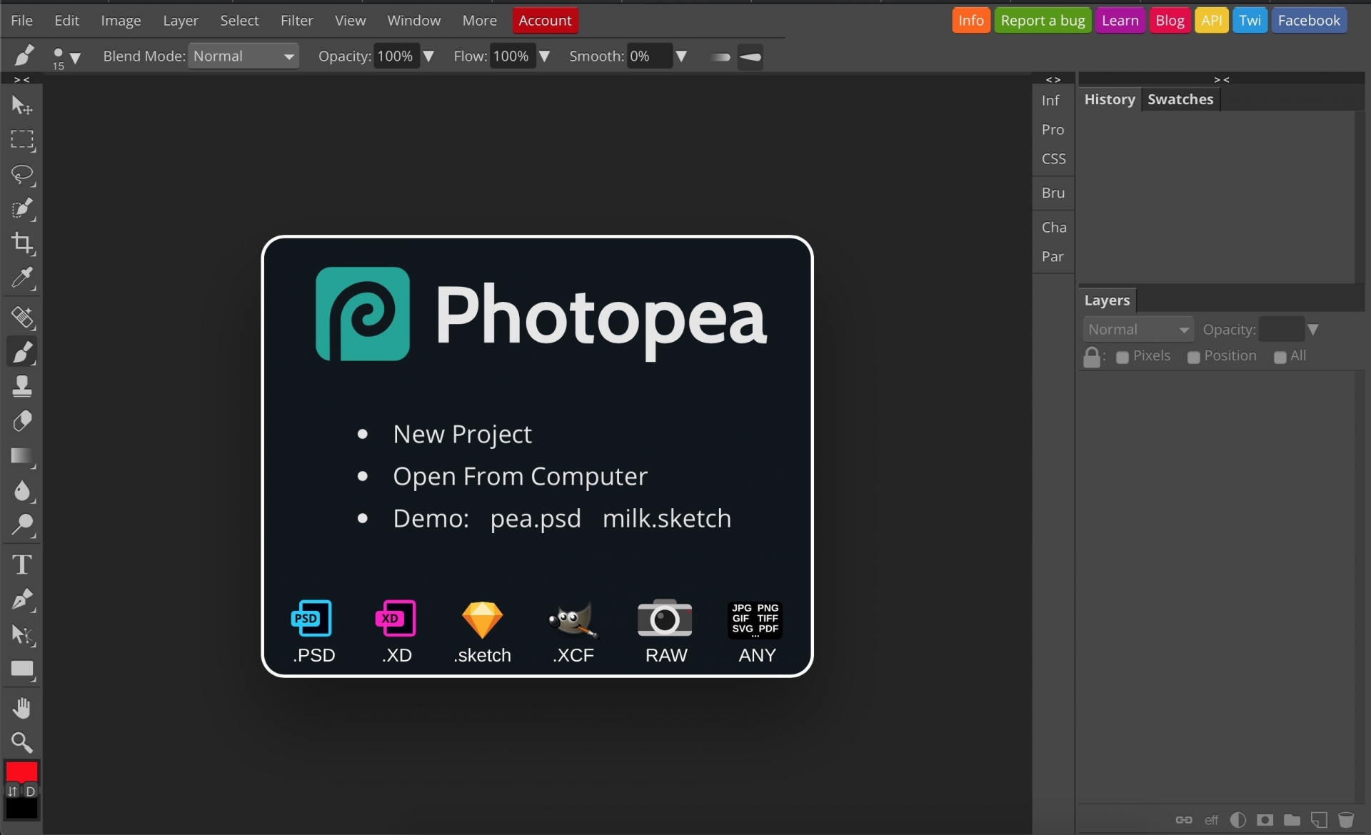 Photopea has Photoshop-like design