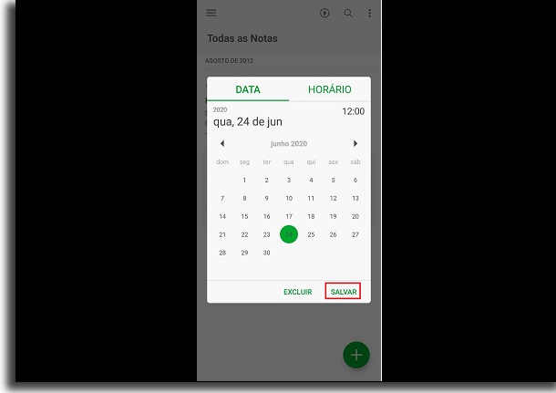 evernote calendar to add reminder on smartphone