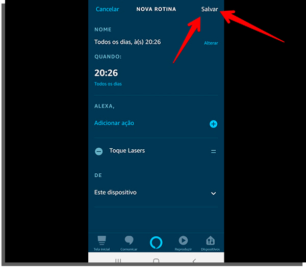 click save to finish configuring routines in alexa
