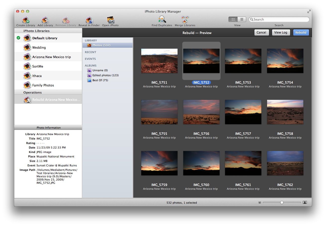 iPhoto Library Manager - Rebuild