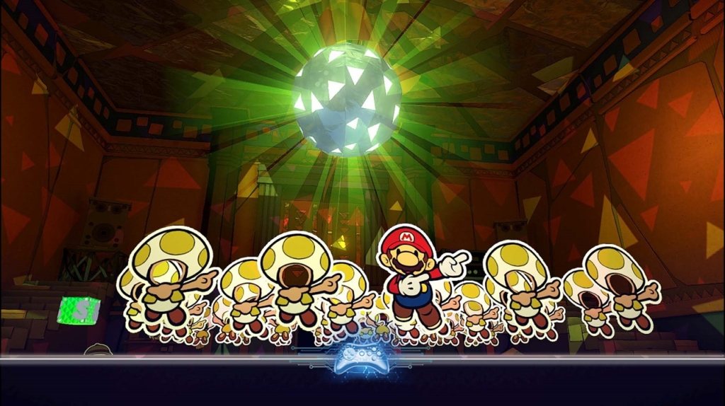 Mario dancing with Toads