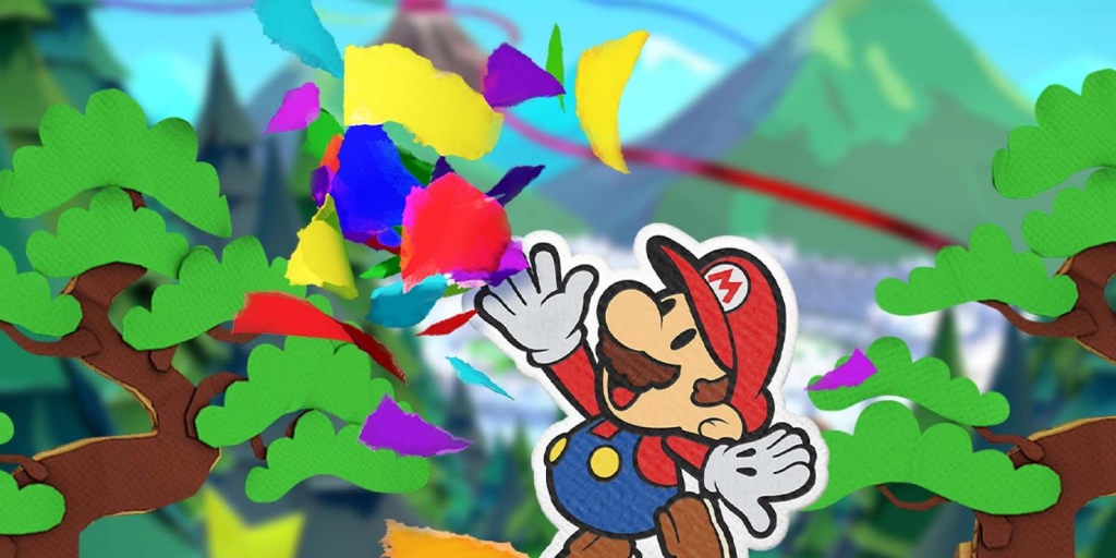 Paper Mario throwing confetti