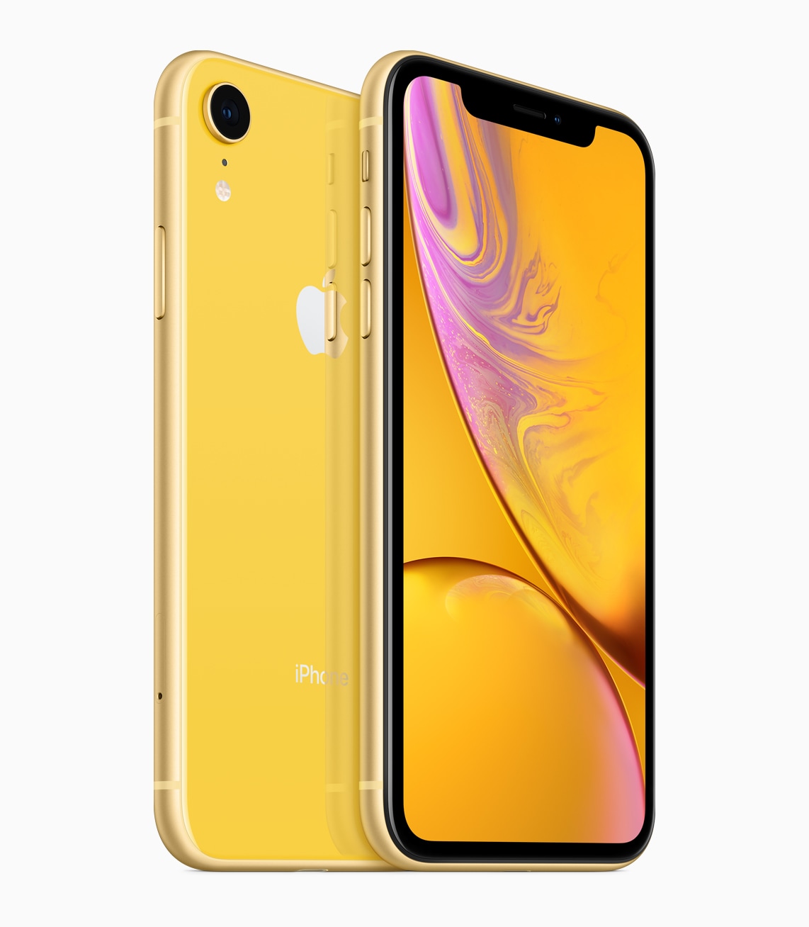 iPhone Xr yellow front and back