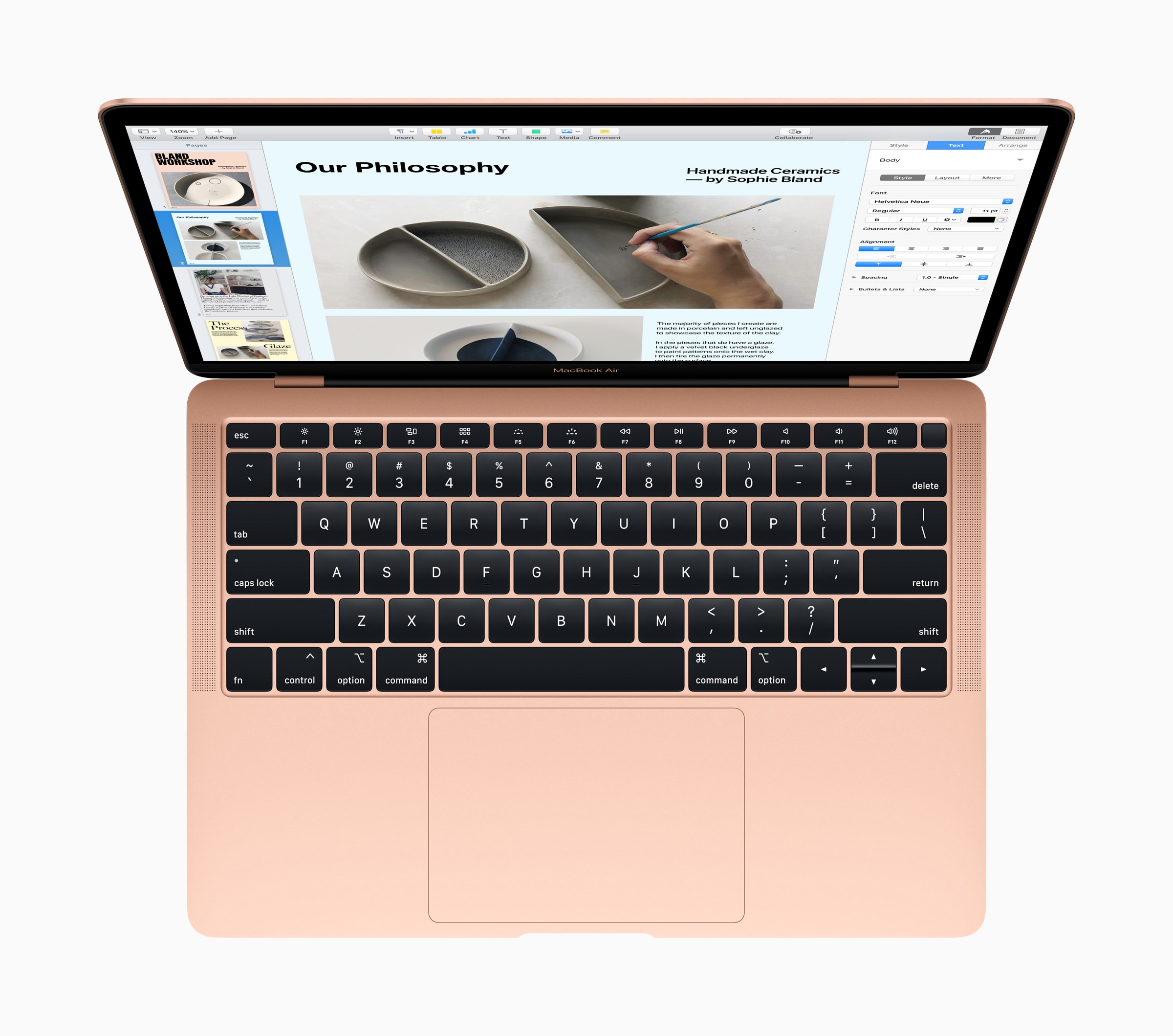 New golden MacBook Air from above with keyboard