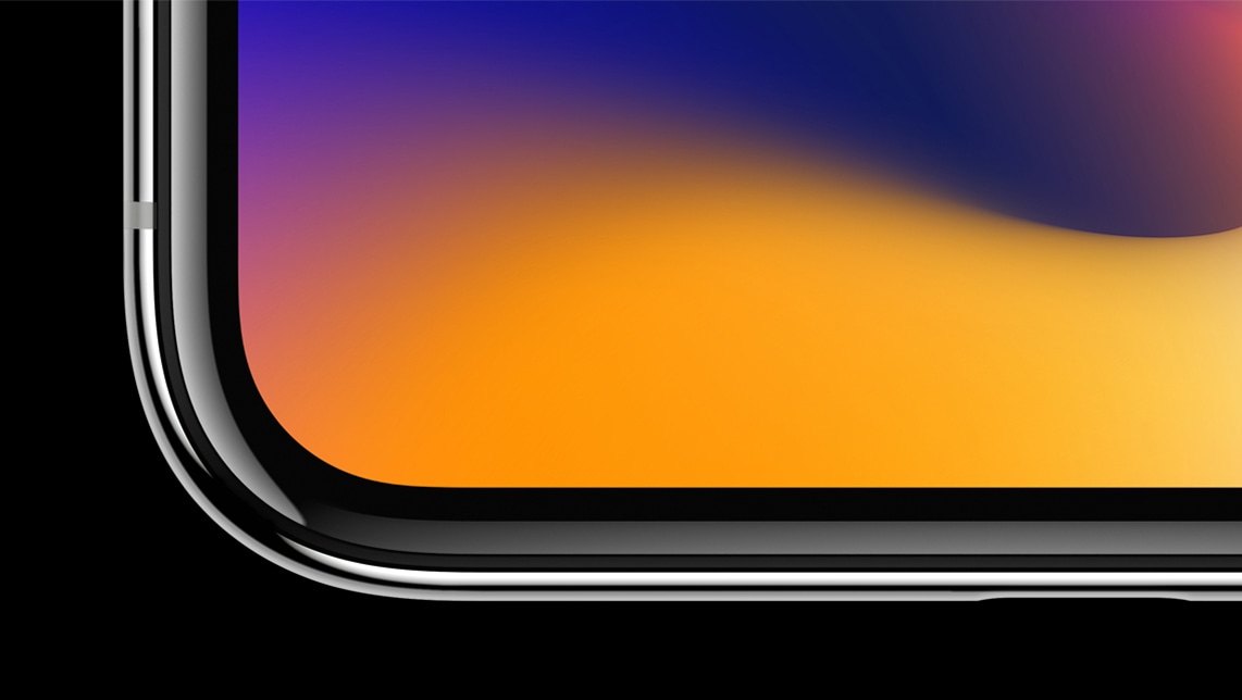 Detail of the screen and curved corners of the iPhone X