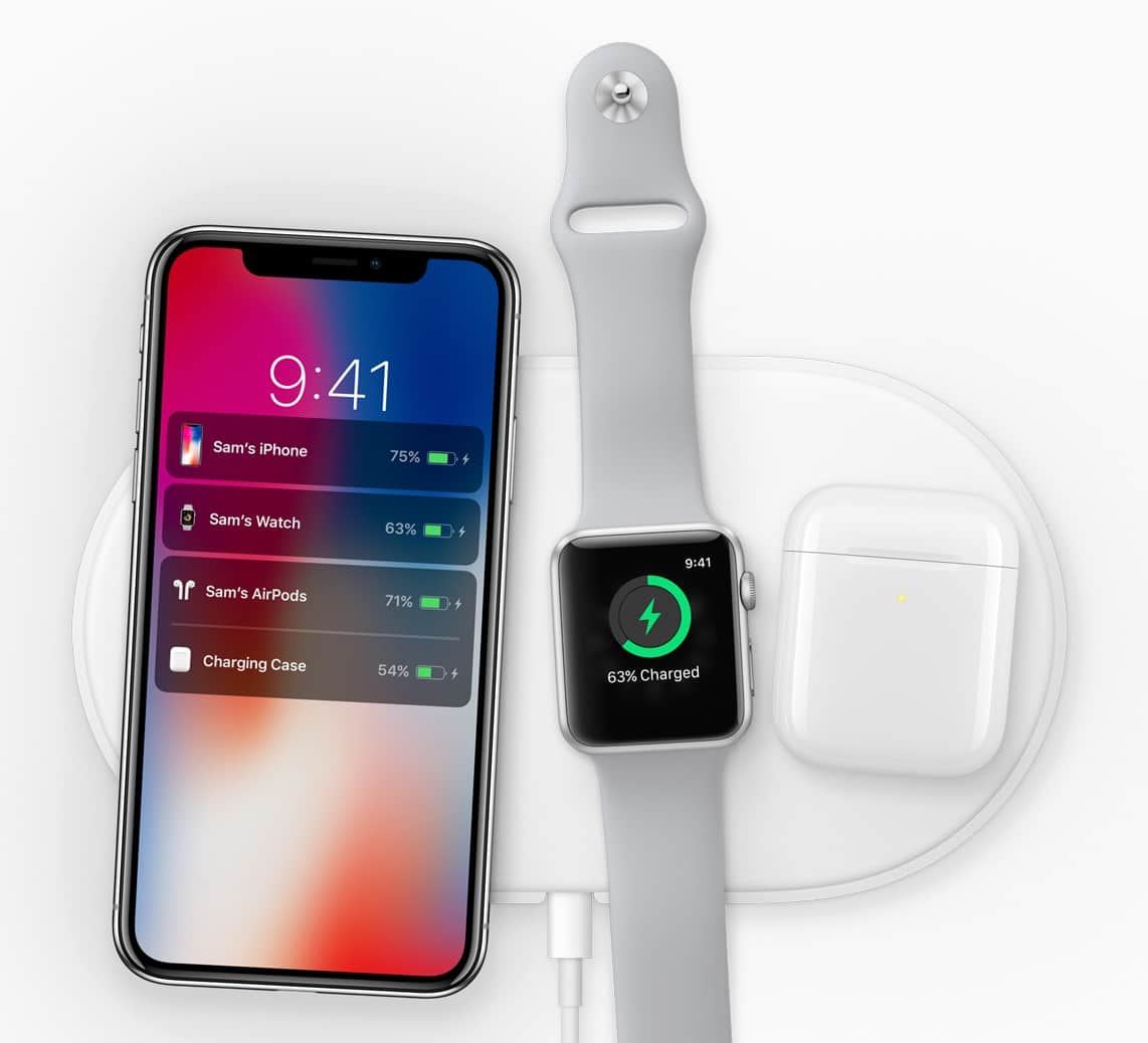 AirPower charging base with iPhone X Plus, Apple Watch Series 3 and AirPods