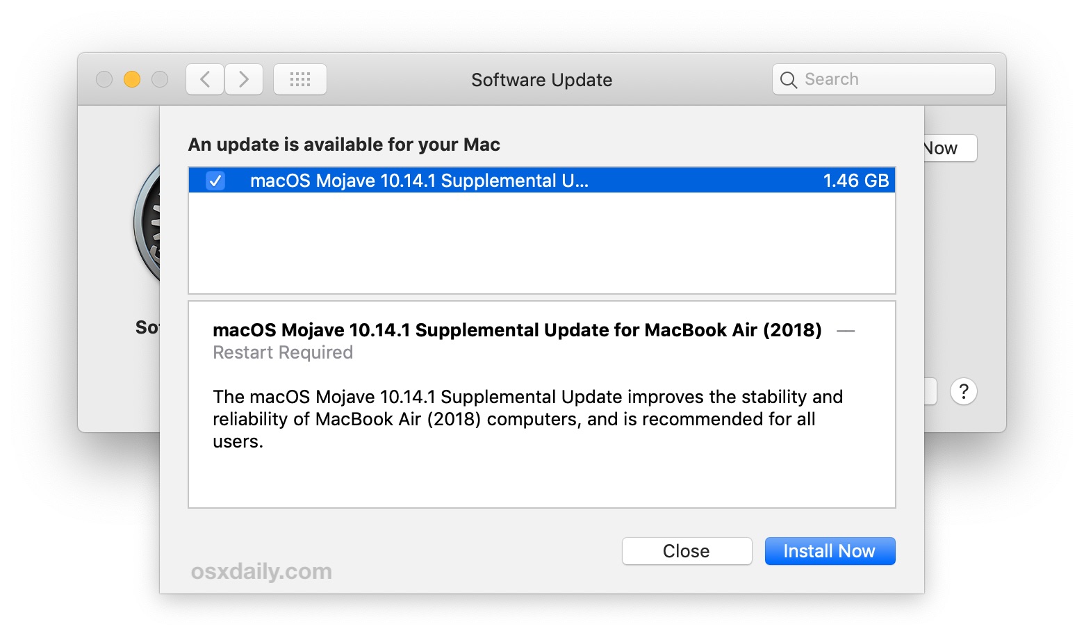 macOS Mojave 10.14.1 Supplemental Update for MacBook Air (2018)