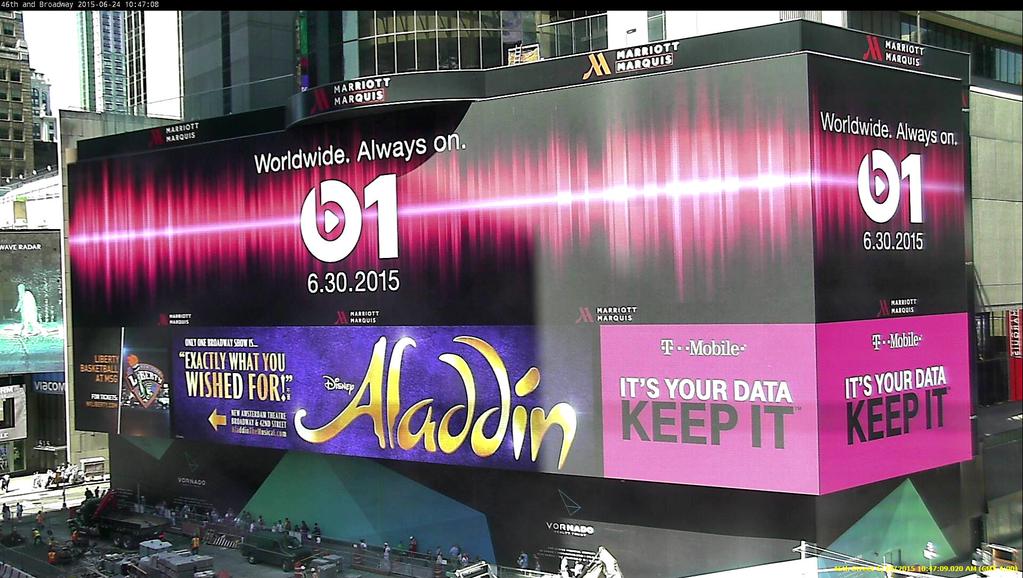 Apple runs Beats 1 ad in Times Square; Eminem will be the first interviewee of the radio