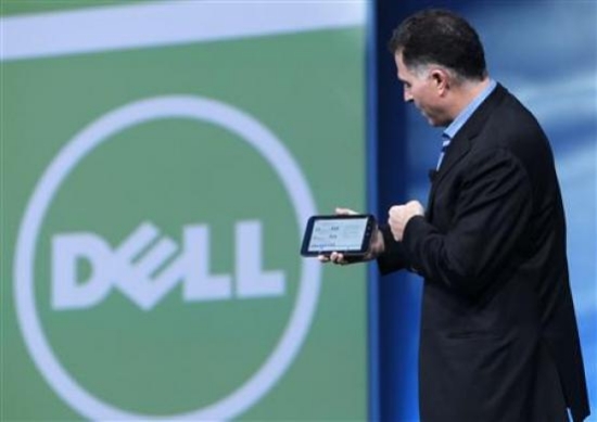 Presentation by Michael Dell.  Reuters image