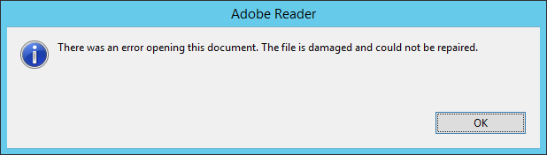adobe reader pop up error when opening document