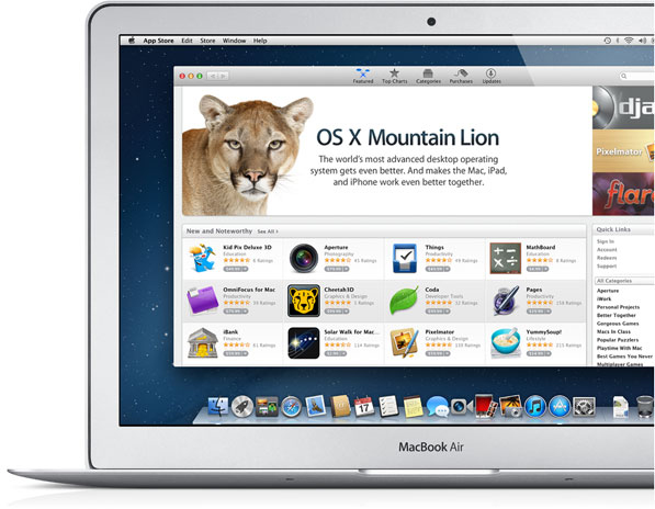OS X Mountain Lion on the Mac App Store on a MacBook Air