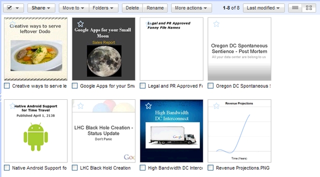 Google Docs offers thumbnail preview