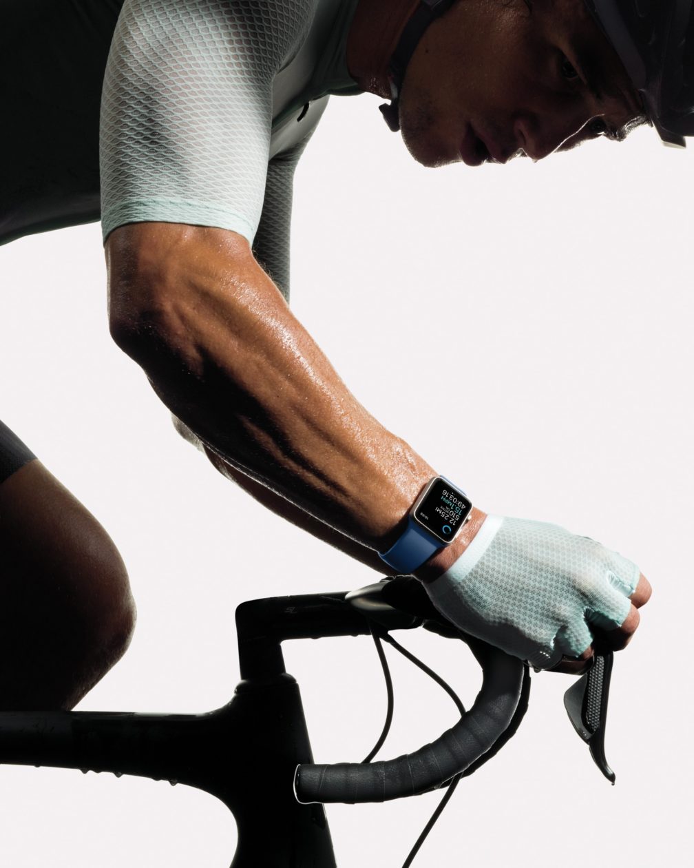 Apple Watch Series 2 being used on a bicycle
