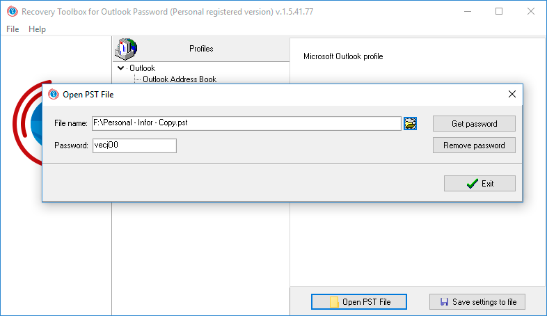 recovery toolbox for outlook password
