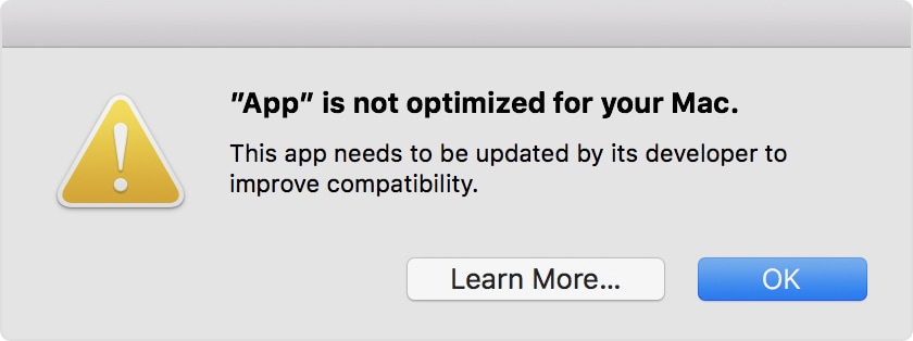 Alert on 32-bit app on macOS High Sierra