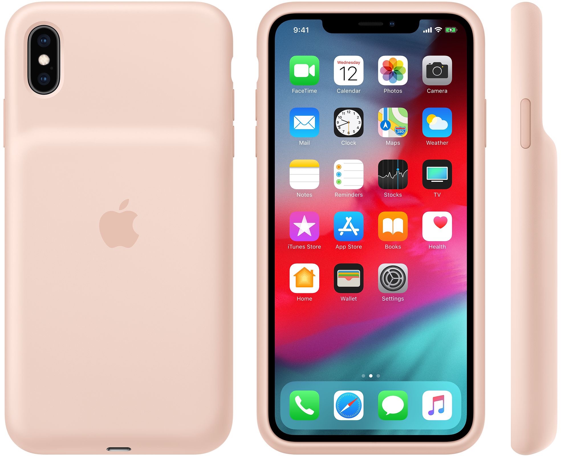 Smart battery case for iPhone XS in pink color