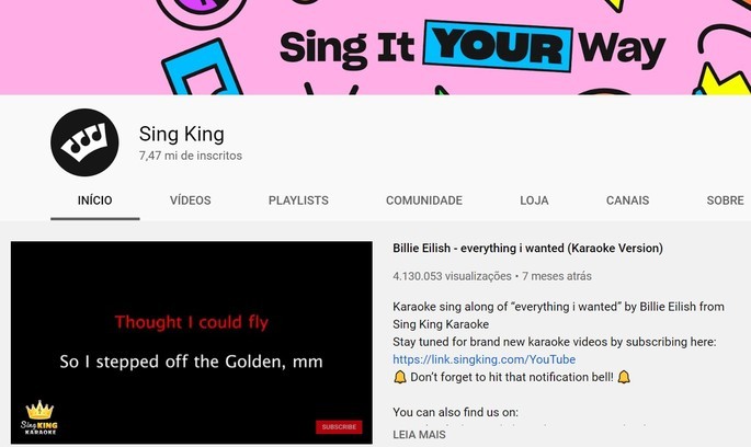 youtube sing king