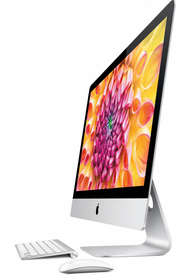 New iMac slightly aside with color screen and transparent background