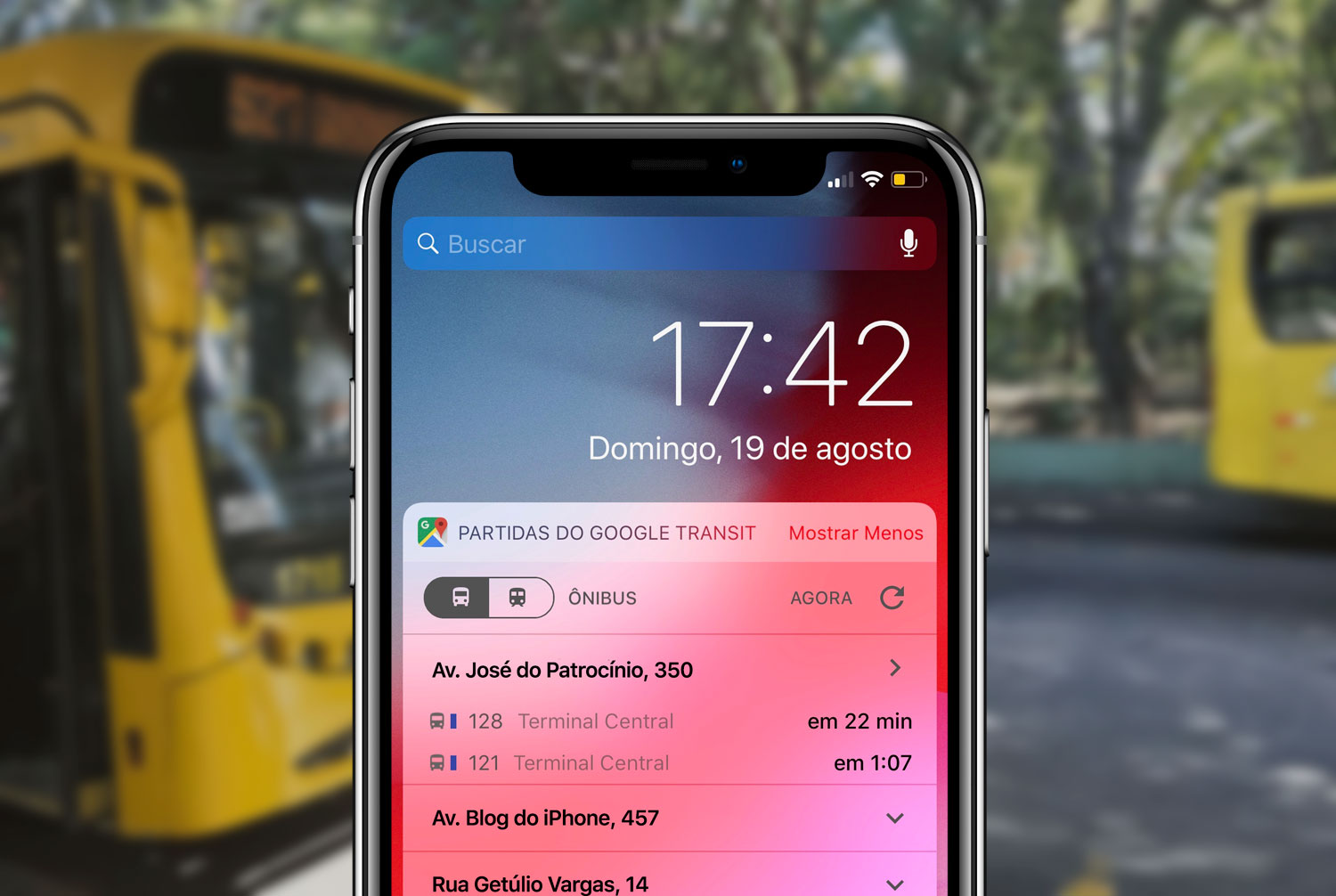 See how to track bus schedules in real time in a Notification Center widget
