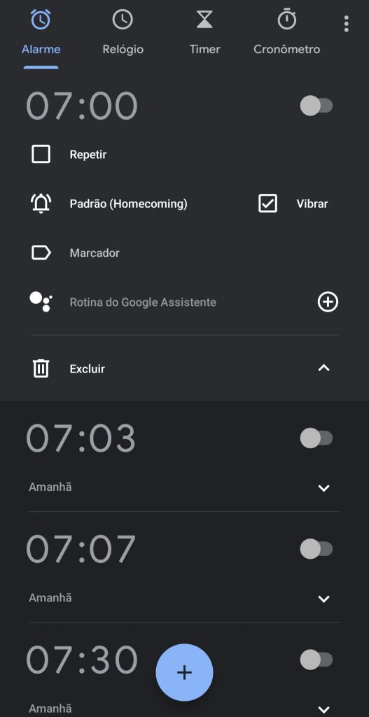 Google Watch app screen
