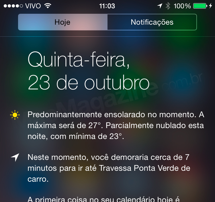 iOS again shows traffic conditions for Brazilians in the Notification Center