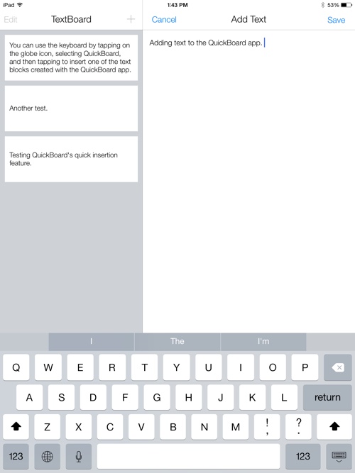 ↪ QuickBoard virtual keyboard will facilitate the insertion of texts in iOS 8