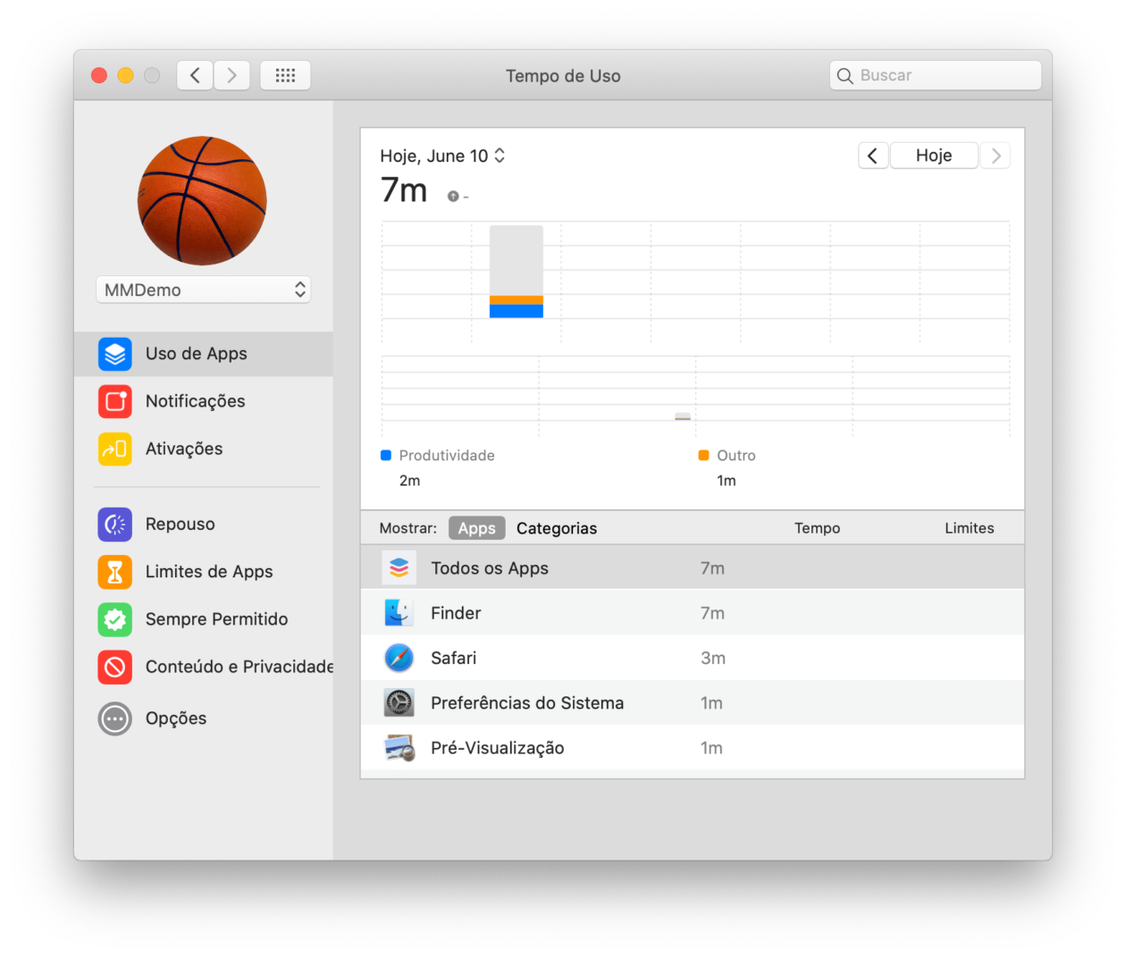 Usage Time feature in macOS Catalina