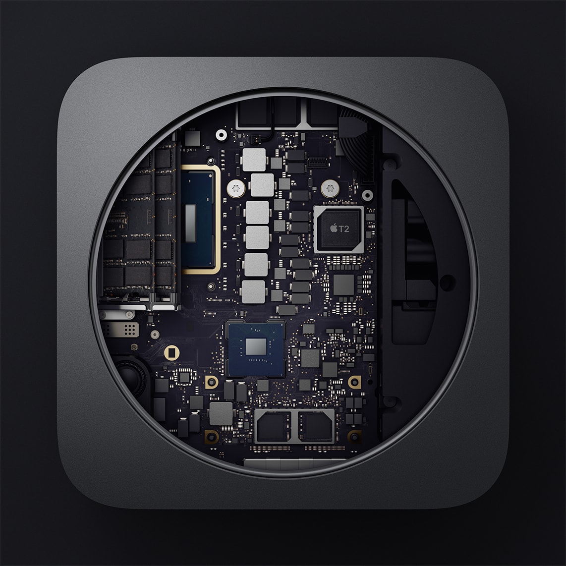 Interior of the new Mac mini (components and parts)
