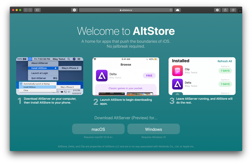 AltStore download site