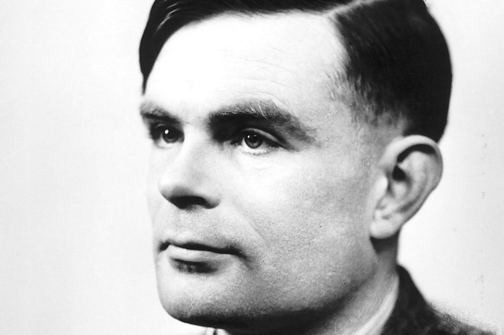 Alan Turing image against white background