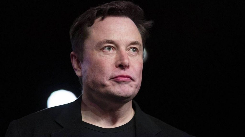 Elon Musk faces against black background