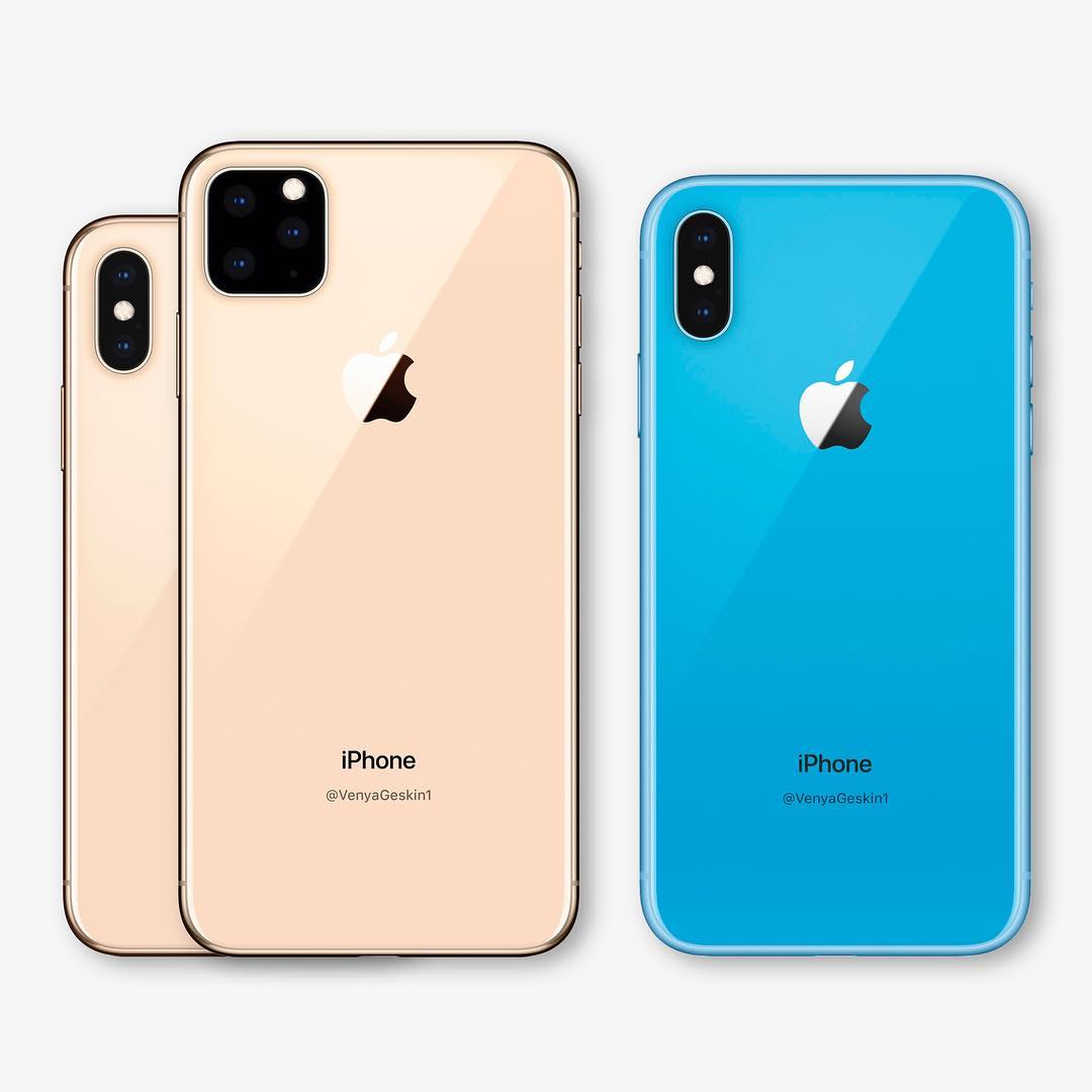 Conceito da linha de iPhones para 2019