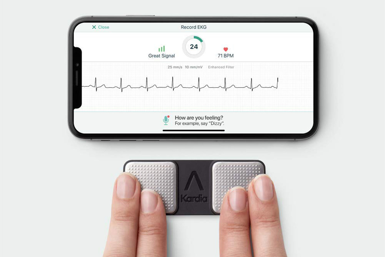 KardiaMobile, acessório de detecção cardíaca da AliveCor para iPhone