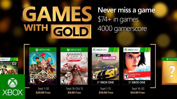 Games with Gold: jogos grátis na Live para setembro de 2016